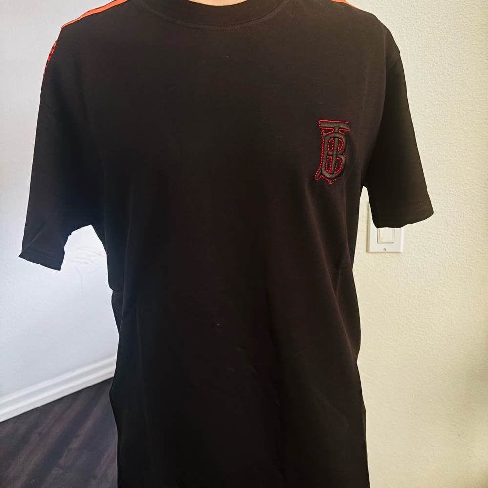 Burberry Black Tee with Red Details